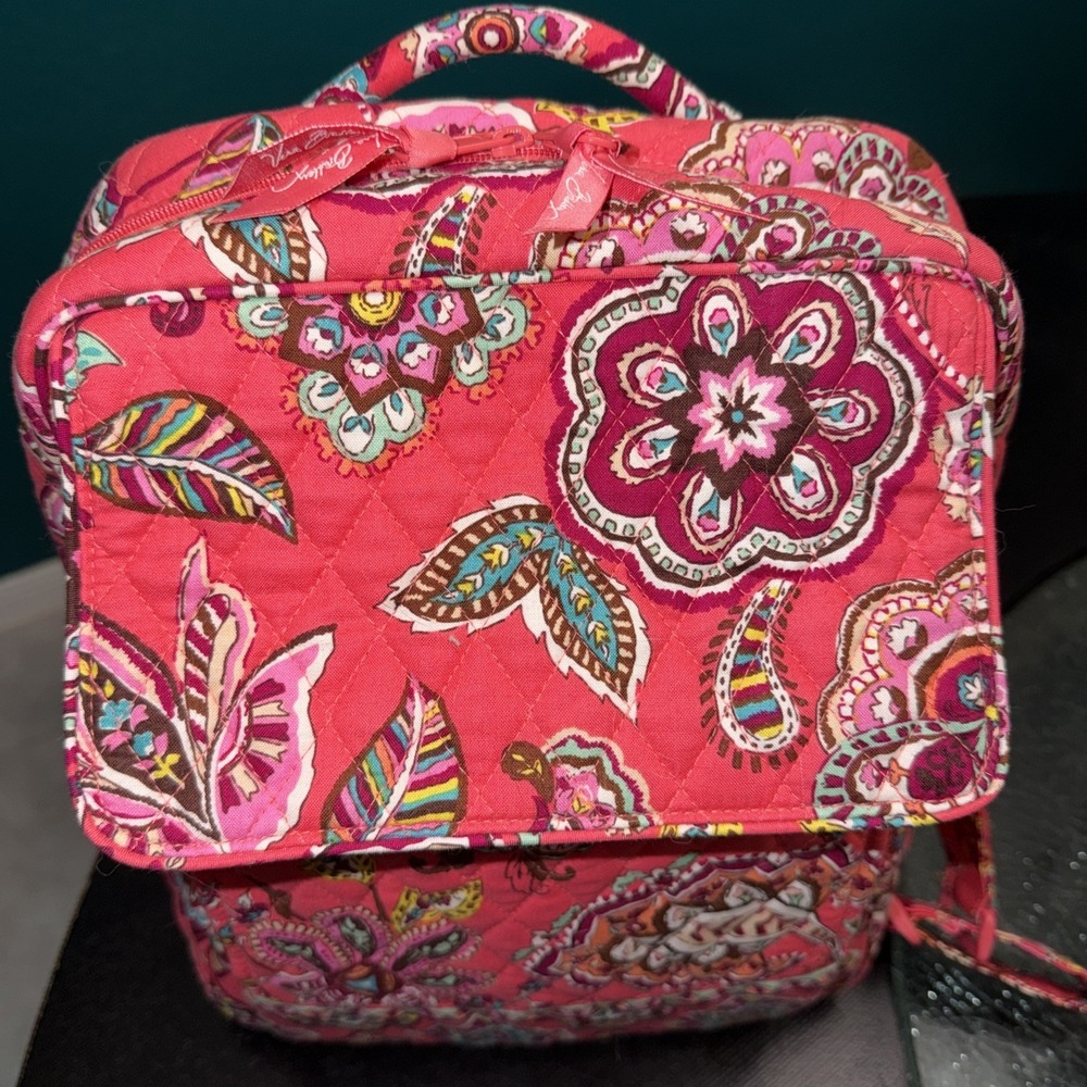 Vera Bradley Call Me Coral Quilted Back Pack Purse 6 Pockets School Bag 12" X 9" - Picture 6 of 8
